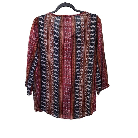 Eddie Bauer Women's S Sheer Key Hole Long Sleeve Pullover Blouse 2200 - Picture 2 of 8